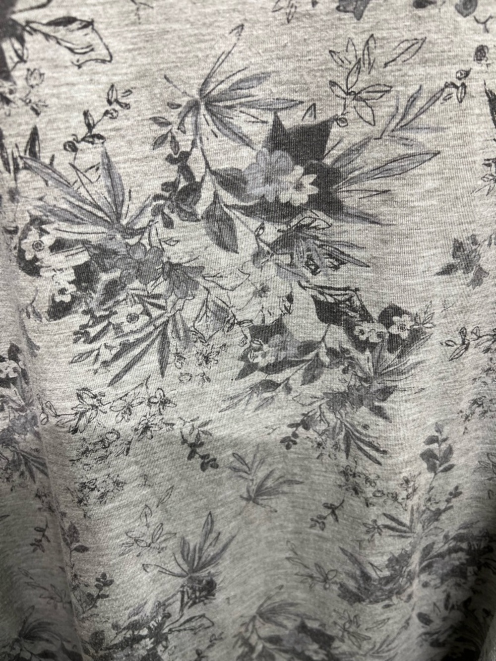 LuLaRoe Short Sleeve Carly Dress with Chest in Light Gray with Dark Floral Print - Picture 5 of 5